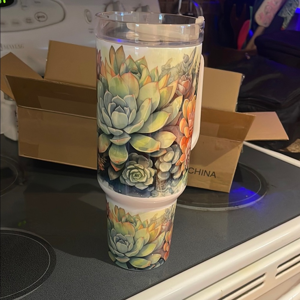 Floral Succulent Tumbler
